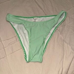 No Boundaries Green and White Striped Bikini Bottom